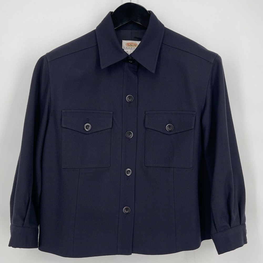 Talbots Pure New Wool Military‎ Style Jacket Navy Fully Lined Made USA size 10